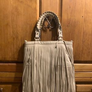 Beige fringe purse”FUN”